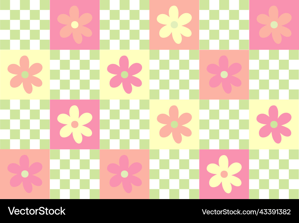 Cute y2k patchwork floral seamless pattern Cute y2k patchwork floral seamless pattern vector image