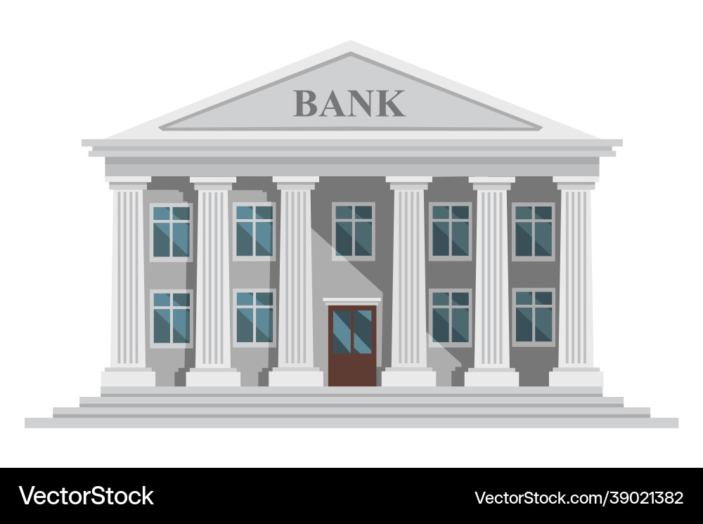 Flat design retro bank building with columns Vector Image