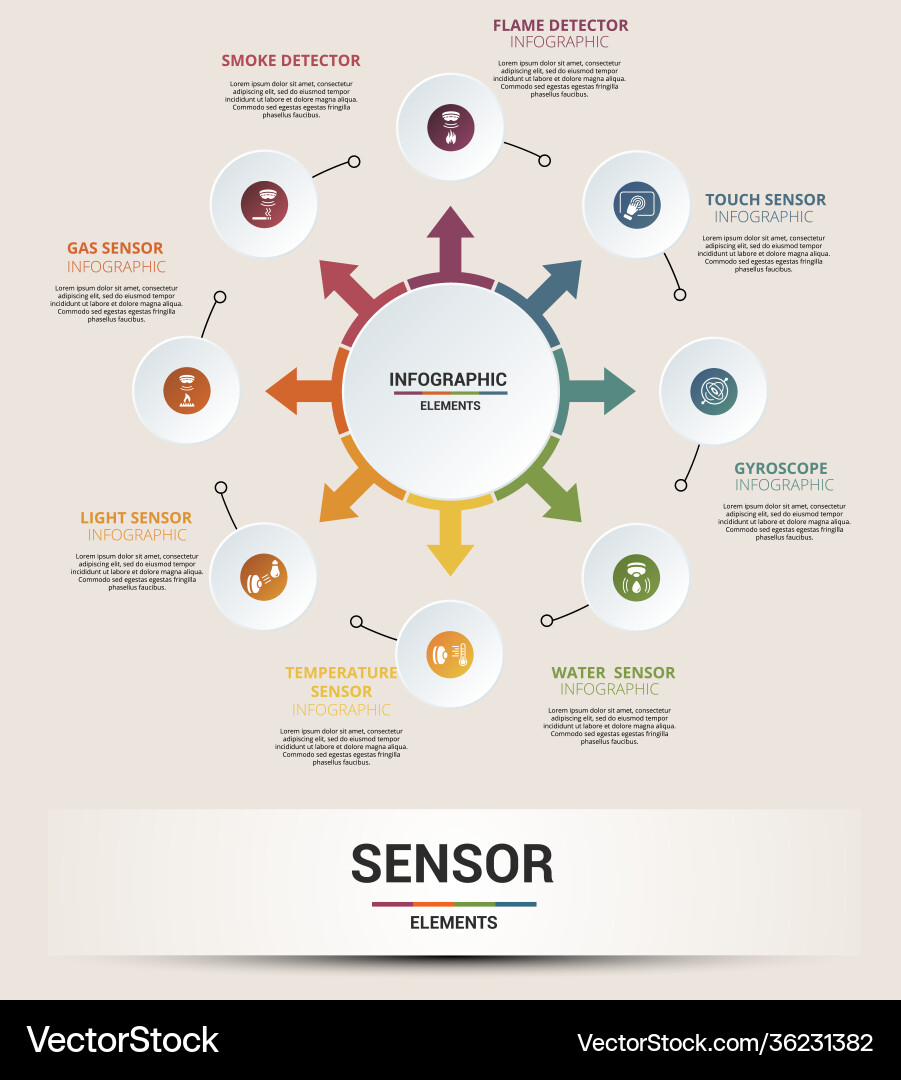 Infographic sensor template icons in different Infographic sensor template icons in different vector image