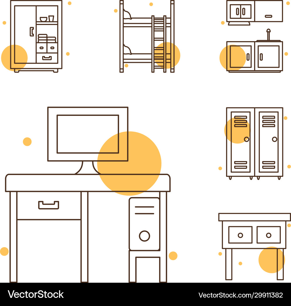 Isolated home block and line style icon set Isolated home block and line style icon set vector image