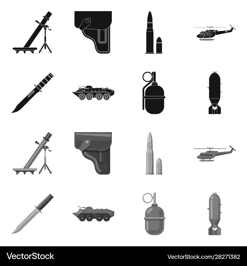 Isolated object weapon and gun sign set Vector Image