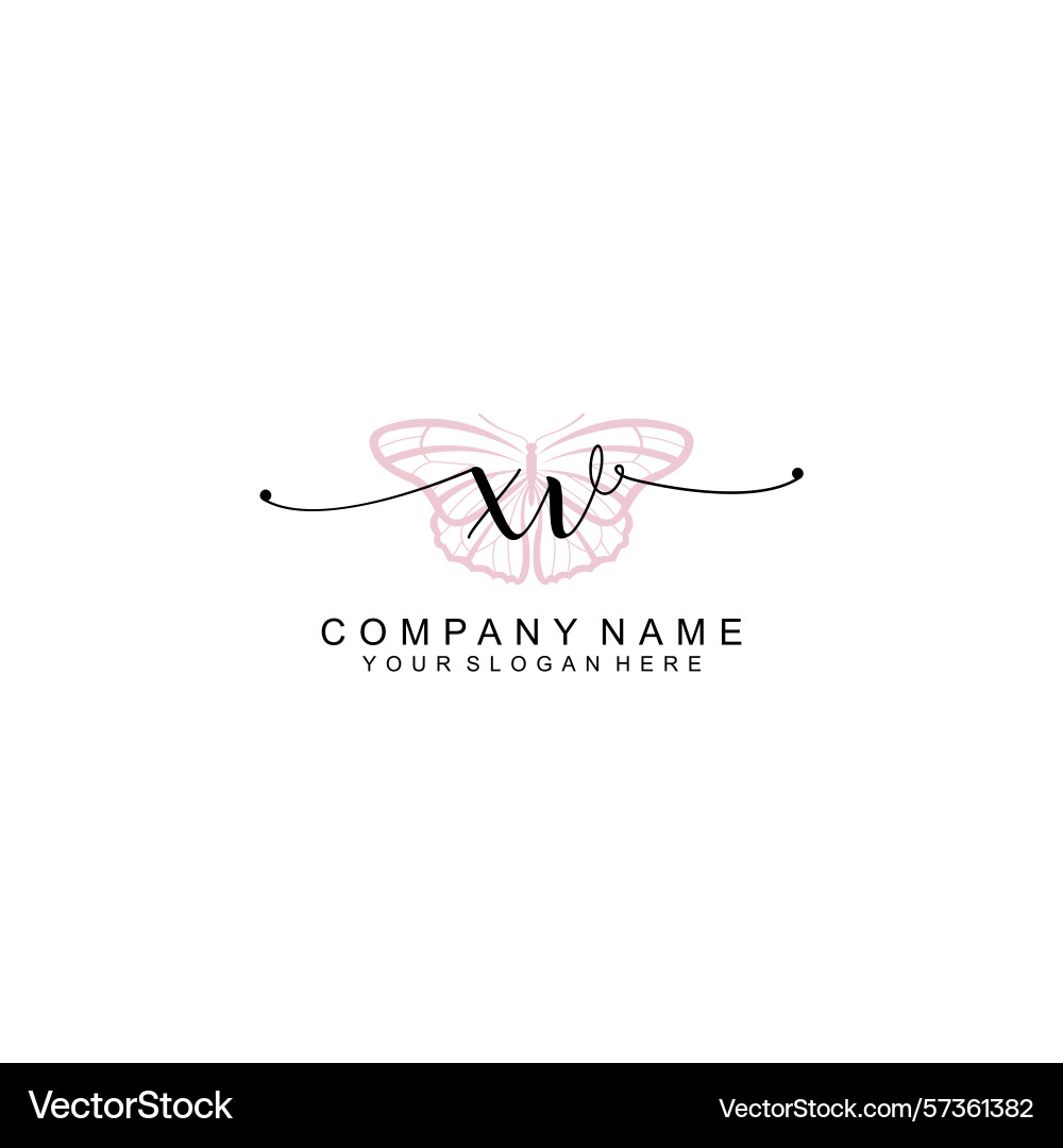 Minimalist handwritten xv initial logos with soft Vector Image