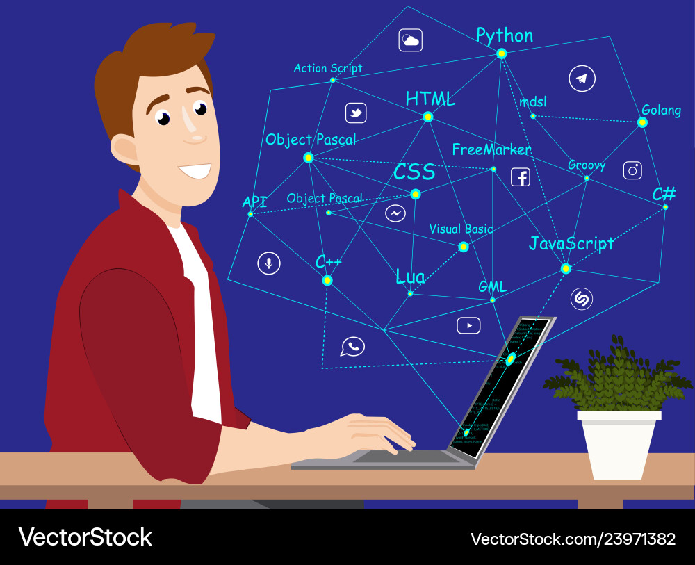 Mobile application developer working icon Vector Image