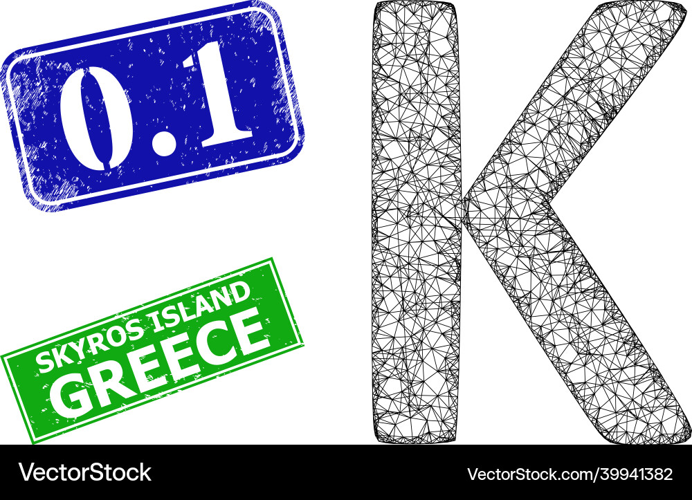 Scratched 01 badges and triangular mesh kappa Scratched 01 badges and triangular mesh kappa vector image