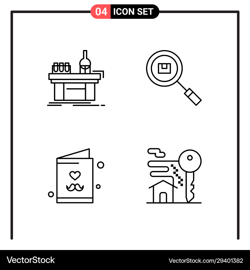 Set 4 line style icons for web and mobile vector image