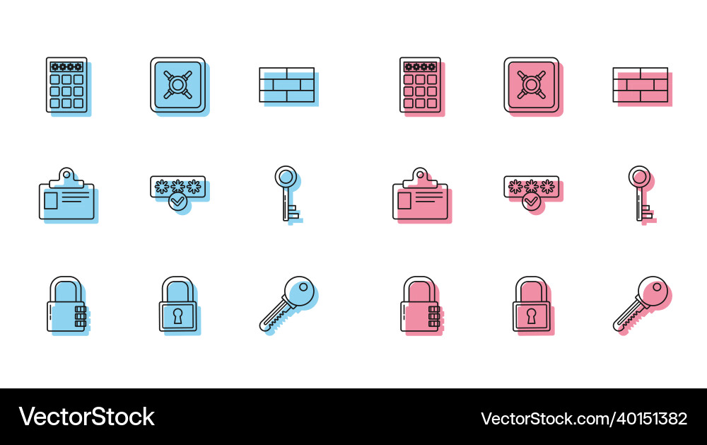 Set line safe combination lock password Vector Image