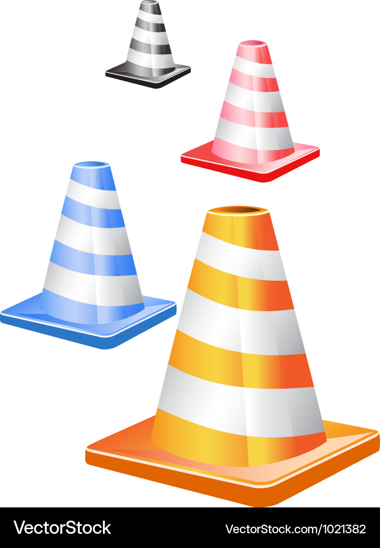 Traffic cones in a row Vector Image