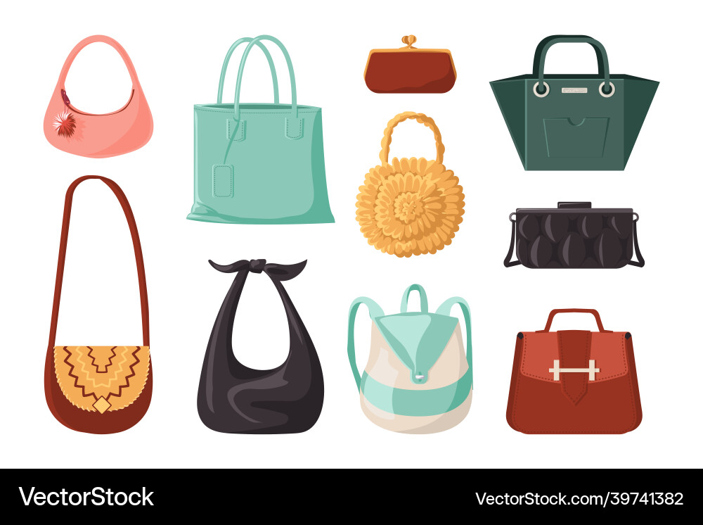 Trendy Taschen Mode Frau Geldbörse und elegant Trendy Taschen Mode Frau Geldbörse und elegant vektorbild