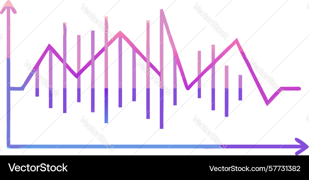 Volatile line graph abstract fluctuating data vector image
