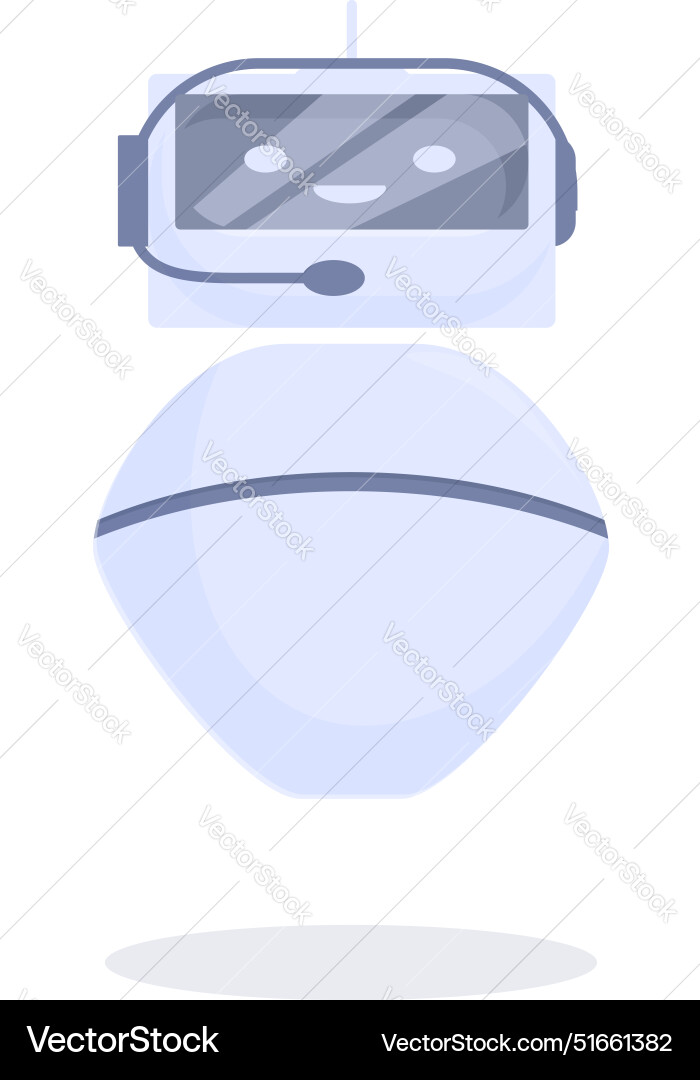 White chatbot wearing headset smiling at user White chatbot wearing headset smiling at user vector image