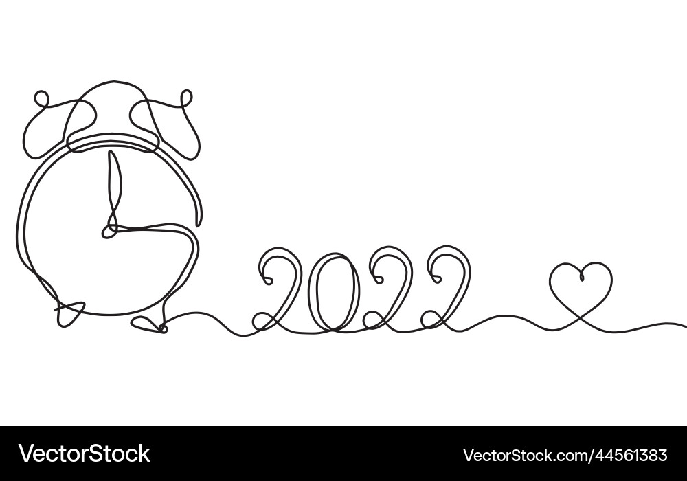 Abstract clock with 2022 year as line drawing Abstract clock with 2022 year as line drawing vector image