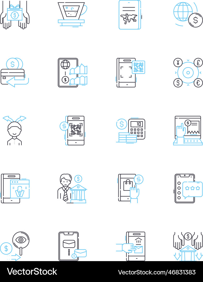 Automated agreements linear icons set efficient Automated agreements linear icons set efficient vector image
