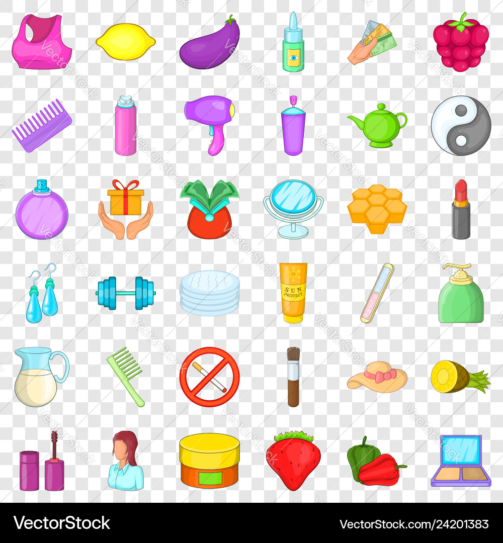 Beauty product icons set cartoon style Beauty product icons set cartoon style vector image