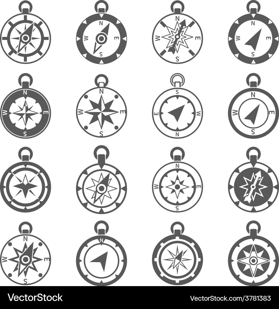 Compass Icon Set - Navigation vector image
