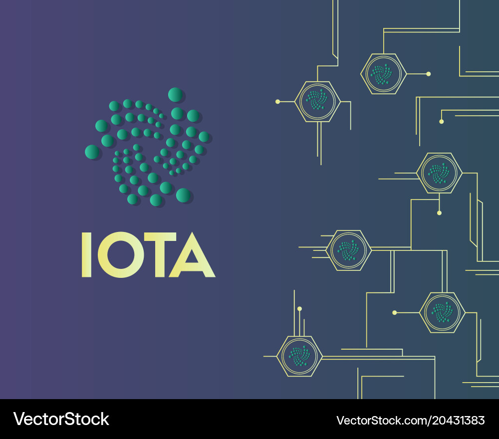 Cryptocurrency iota circuit concept background Vector Image