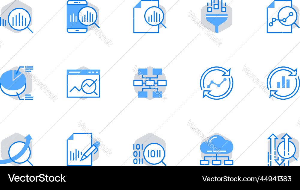 Data analysis line icons set Data analysis line icons set vector image