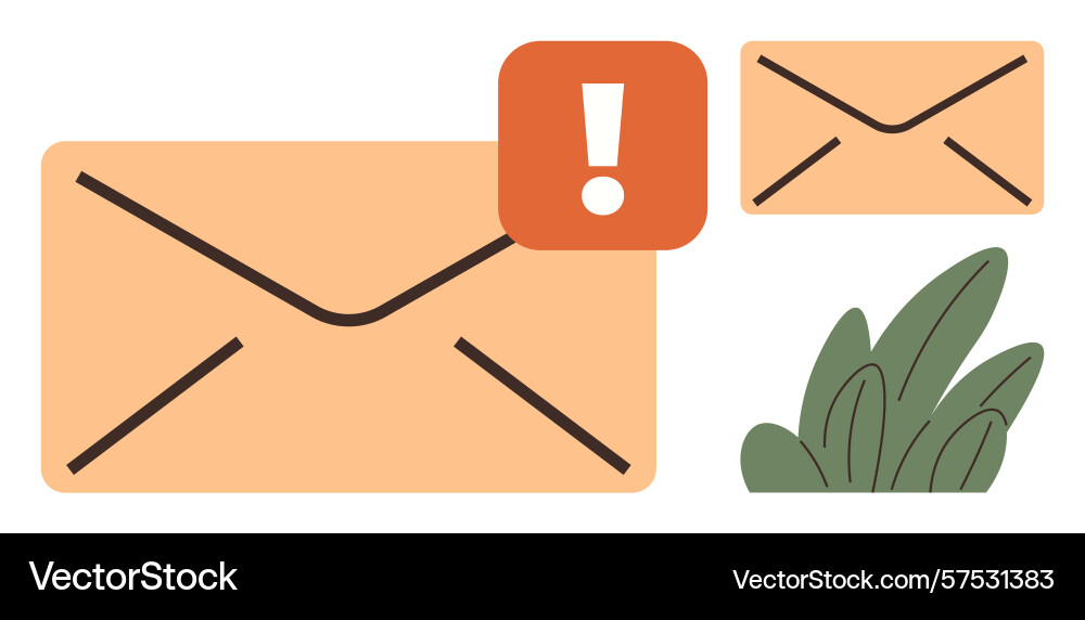 Email alert notification with exclamation mark Email alert notification with exclamation mark vector image