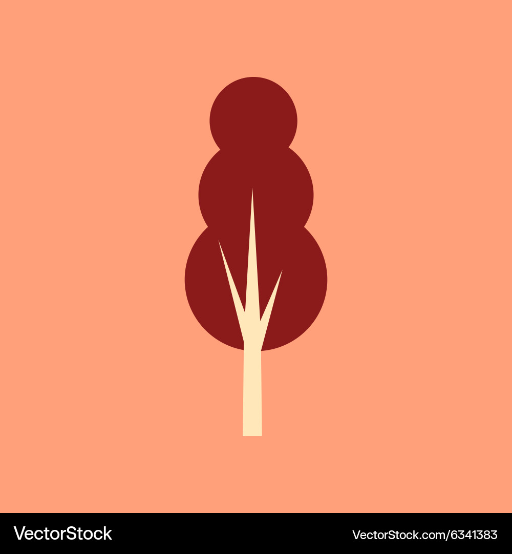Flat with shadow icon and mobile application tree vector image