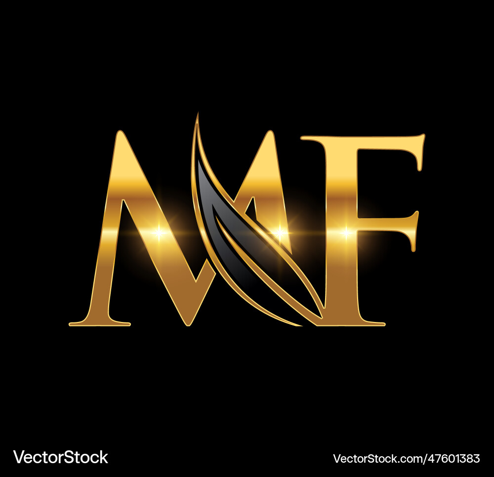 Golden leaf monogram initial letters mf logo – Royalty-Free Vector 