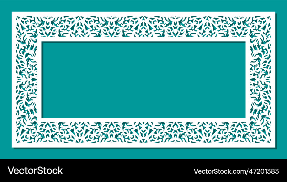Openwork rectangular frame with floral pattern Openwork rectangular frame with floral pattern vector image