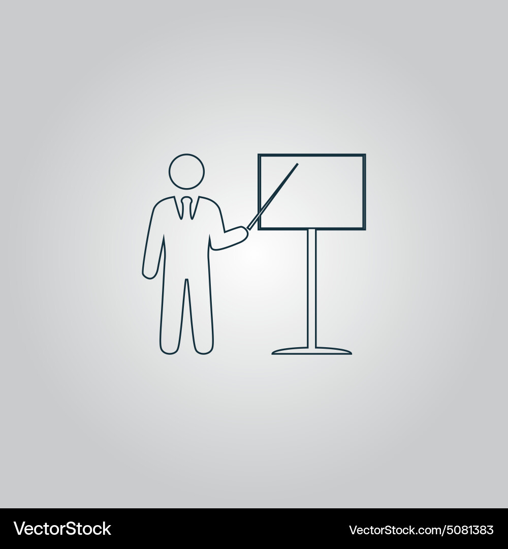 Presentation sign icon man standing with pointer vector image