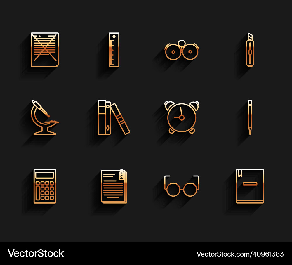 Set line calculator file document and paper clip Set line calculator file document and paper clip vector image