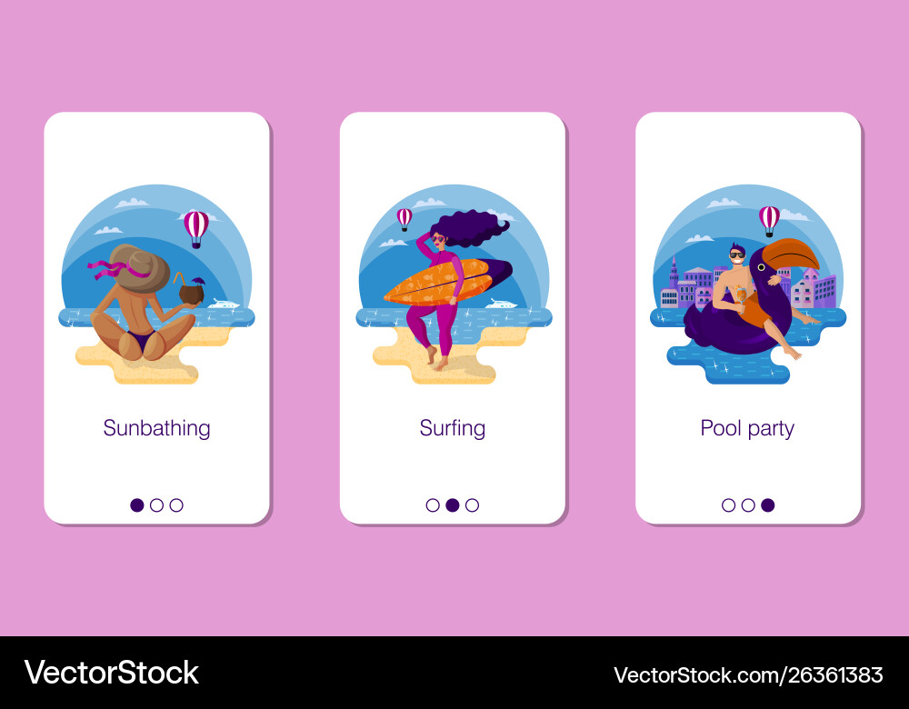 Set mobile app page design screen Set mobile app page design screen Vector Image