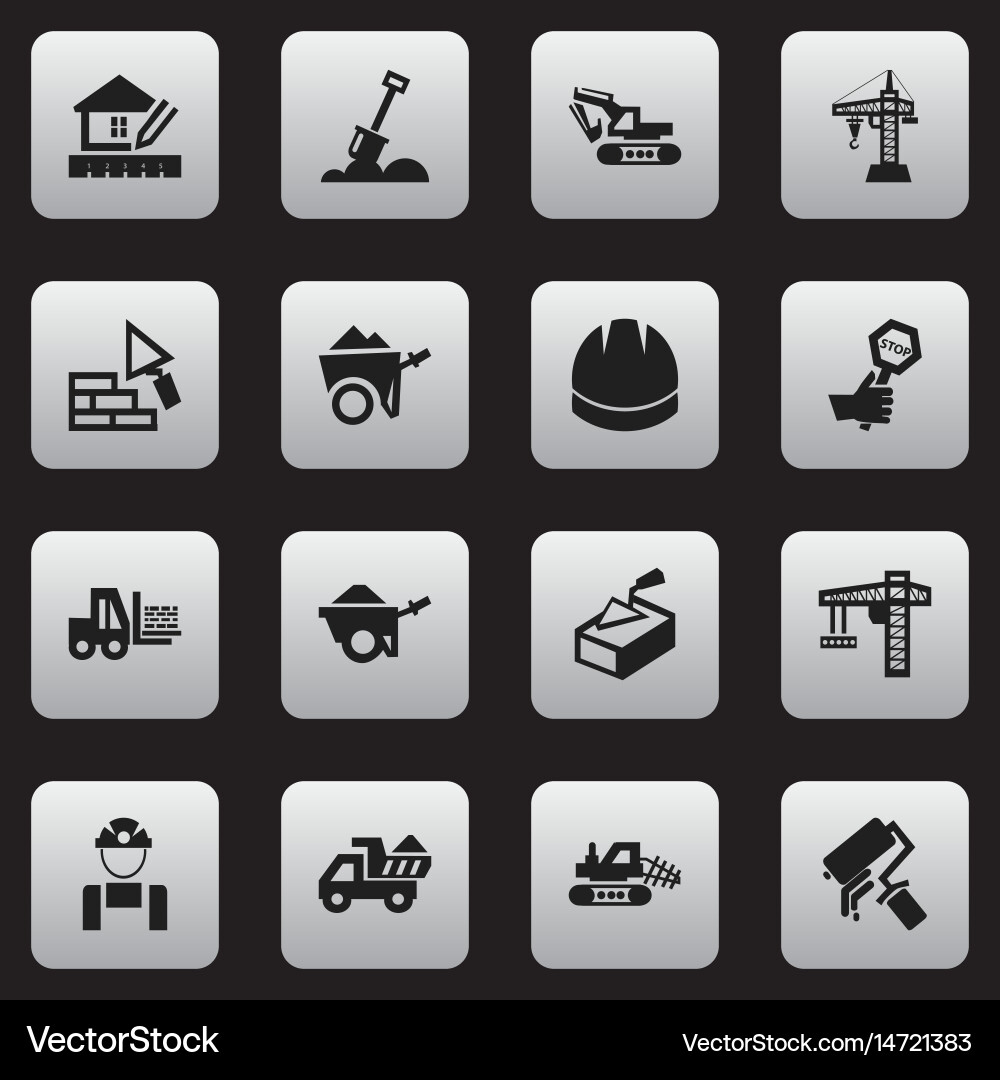 Set of 16 editable building icons includes vector image
