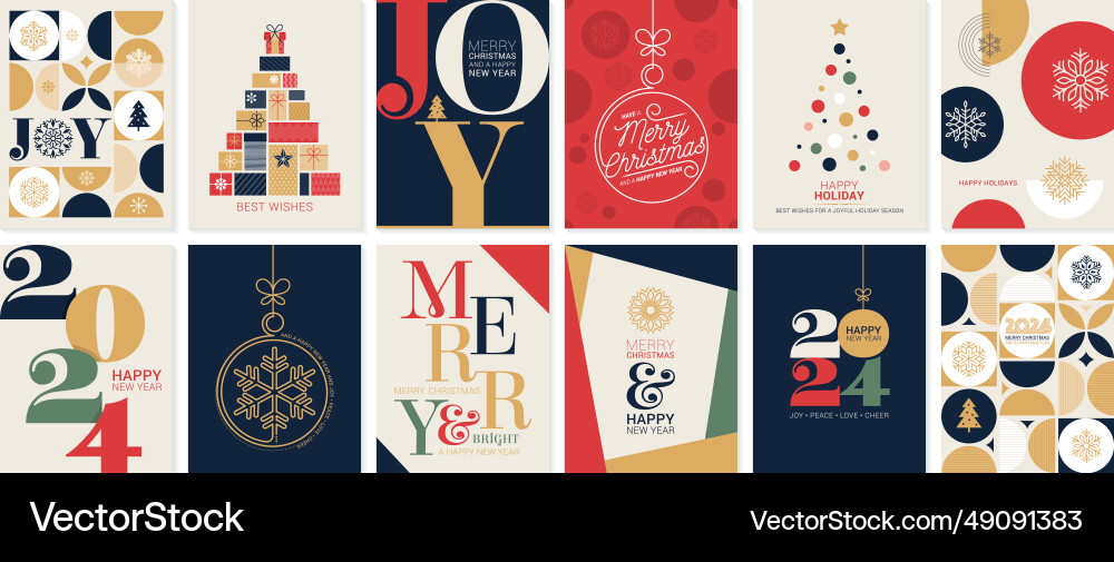 Set of year winter holiday greeting Set of year winter holiday greeting vector image