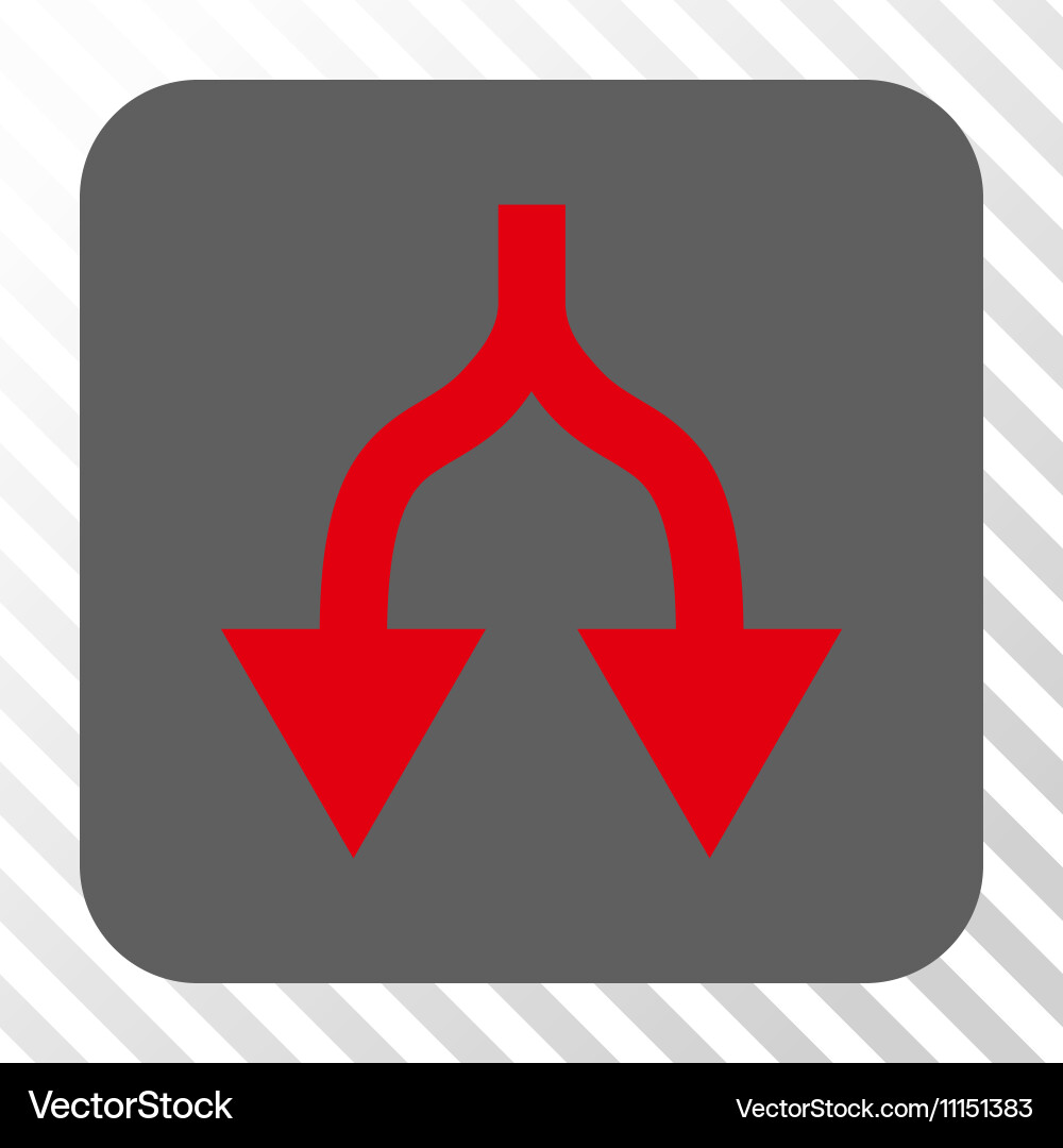 Split arrows down rounded square button vector image