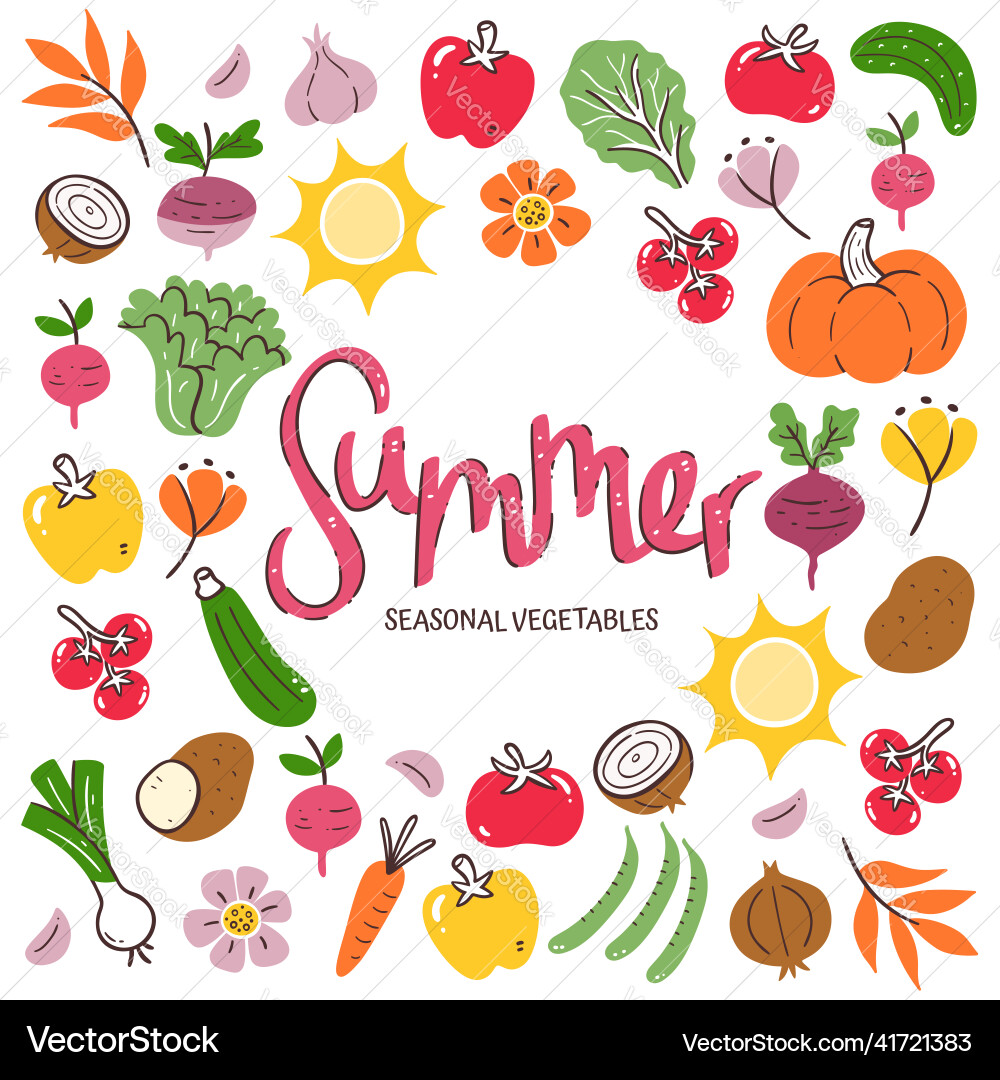 Summer seasonal vegetables background Vector Image