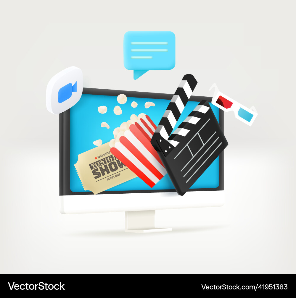Using modern computer for watching videos concept Using modern computer for watching videos concept vector image