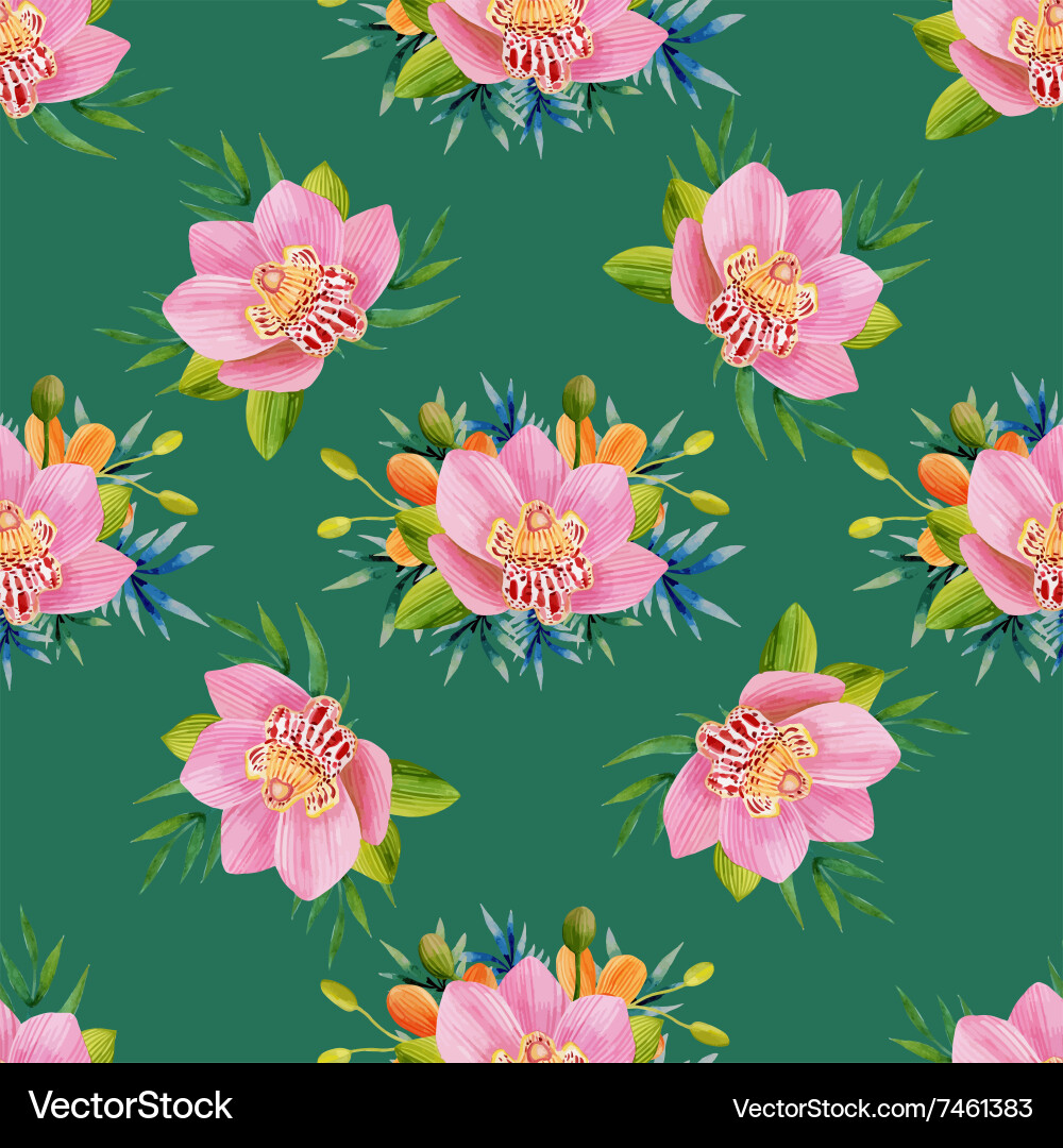 Watercolor Floral Seamless Pattern Vector Image