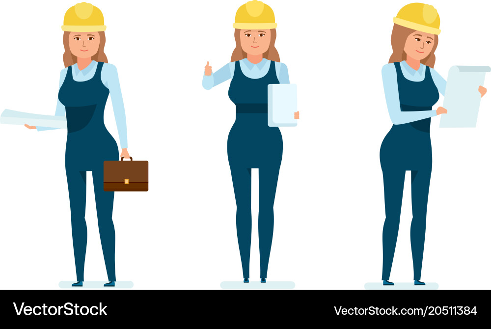 Architect worker with documents studying project vector image