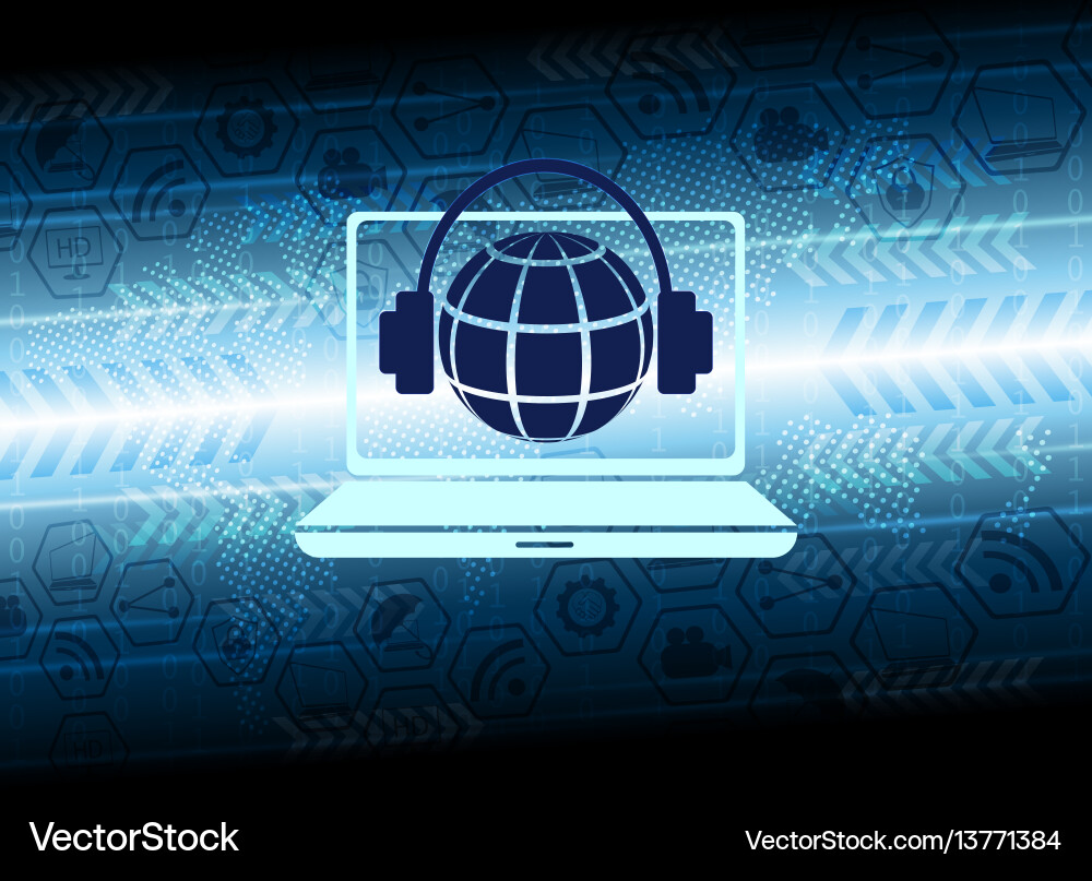 Blue background with attributes of the internet Vector Image
