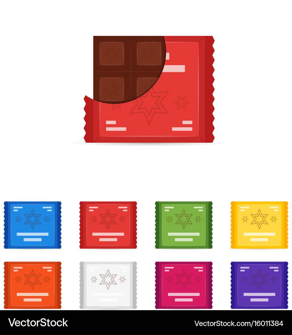 Chocolate Bar Icons - Flat Set Vector Image