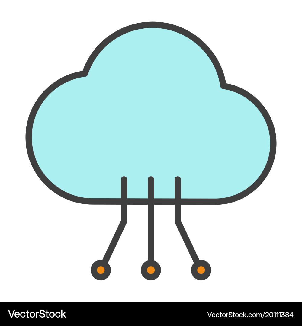 Cloud technology line icon with circuit pattern vector image