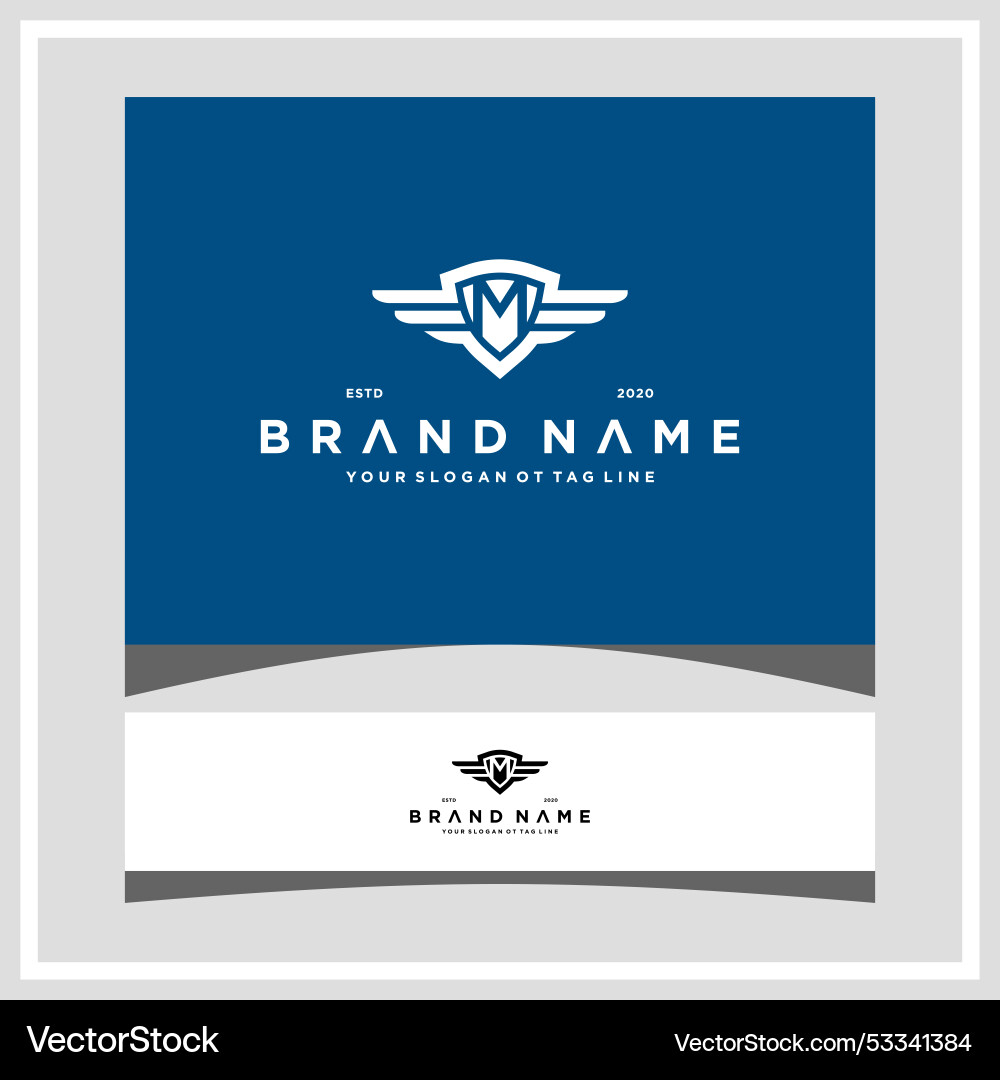 Creative letter m shield wing logo design concept Vector Image