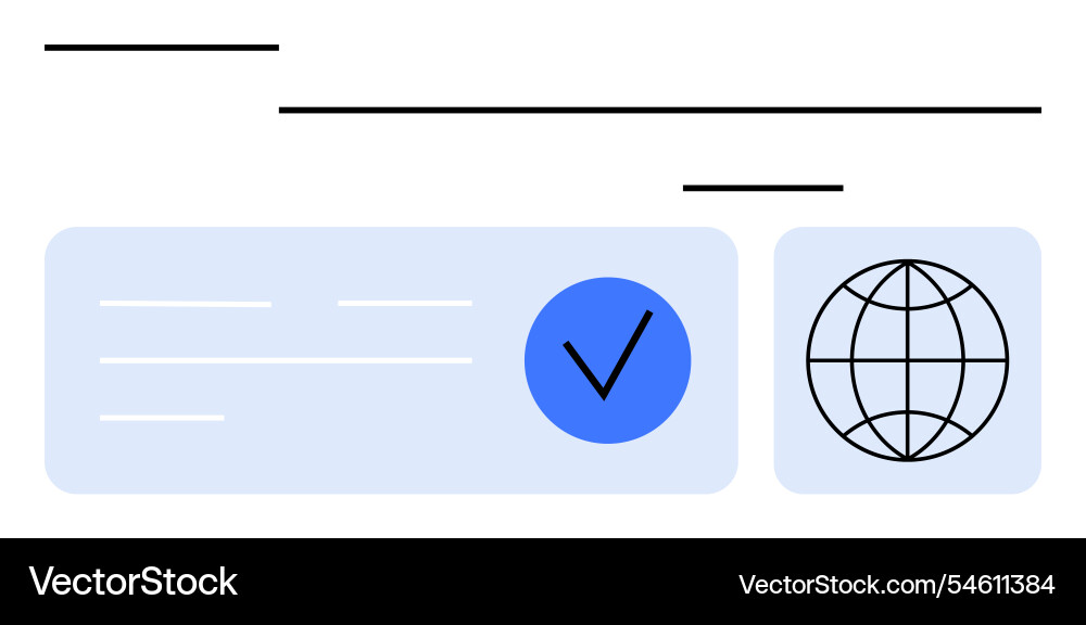 Digital verification icon with checkmark and globe Digital verification icon with checkmark and globe vector image