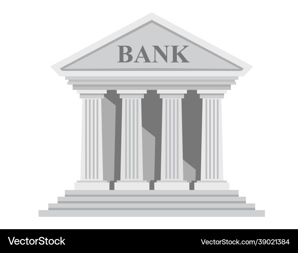 Flat design retro bank building with columns Flat design retro bank building with columns Vector Image