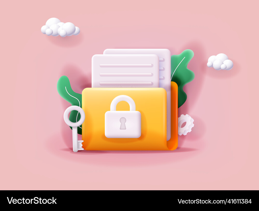 Folder lock icon data security and privacy Folder lock icon data security and privacy Vector Image