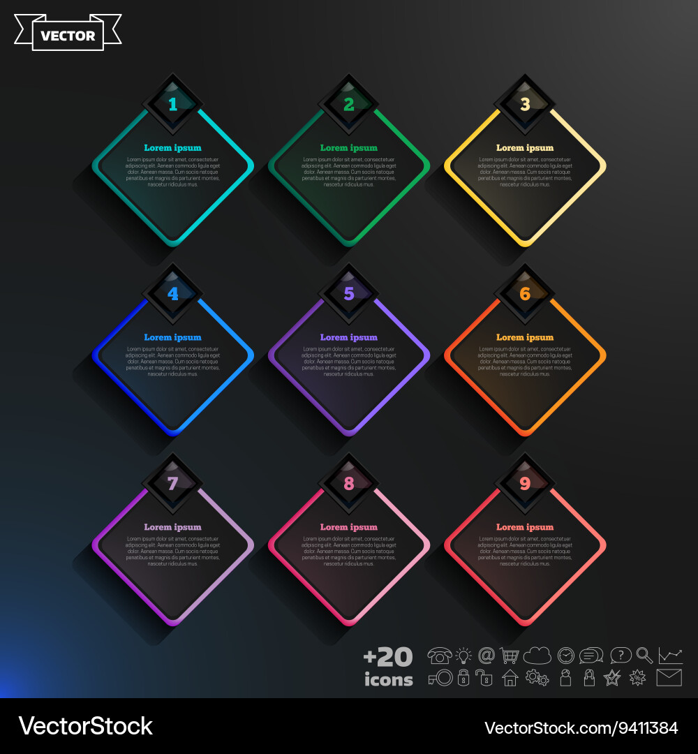 Infographic design list with colorful rhombs vector image