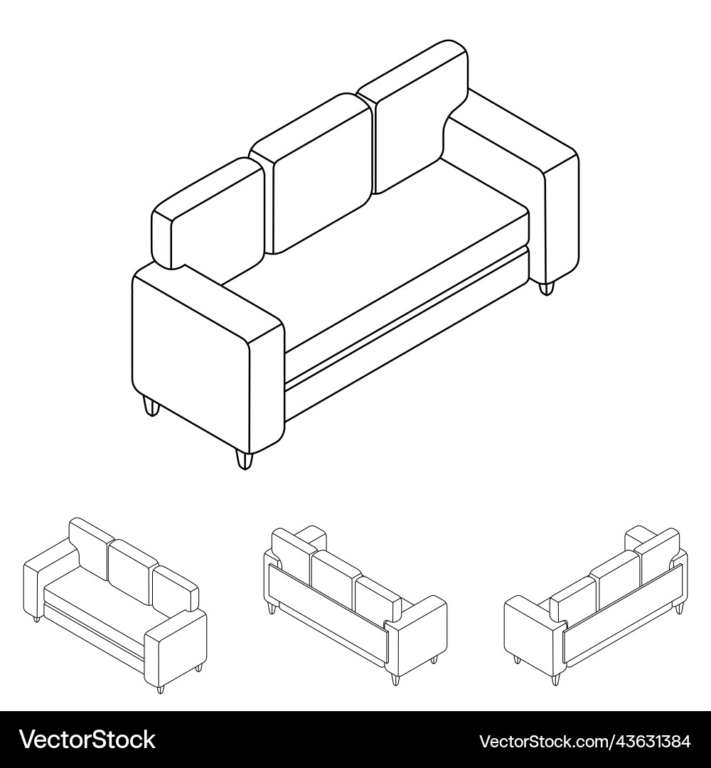 Line set of sofas in isometry new sofa Line set of sofas in isometry new sofa vector image