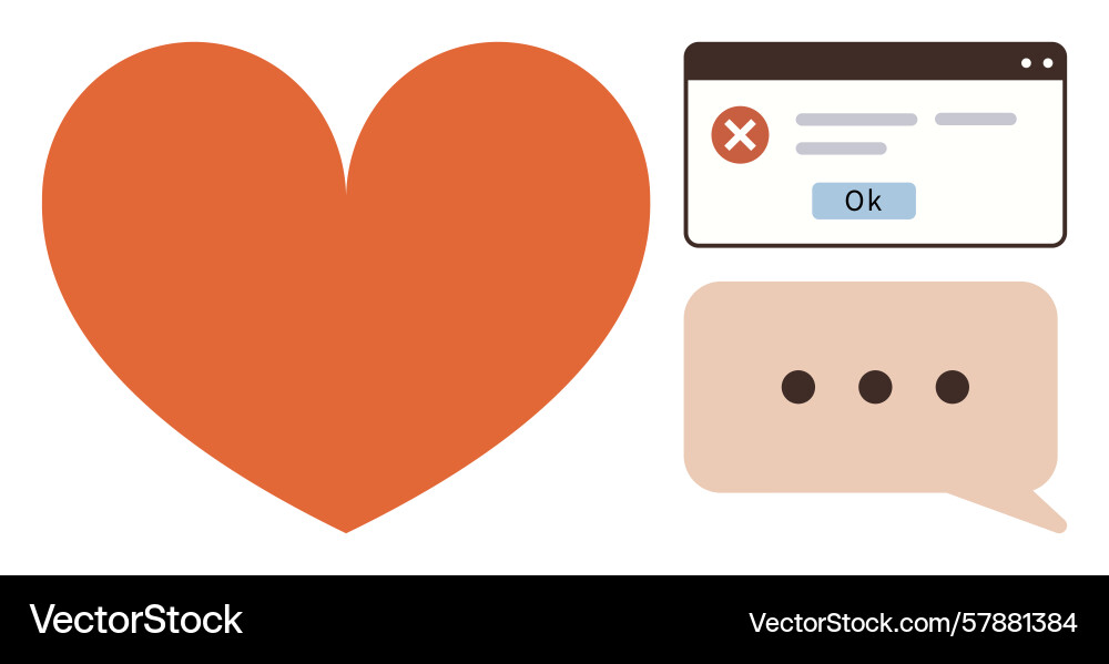 Love communication and error message in digital Vector Image