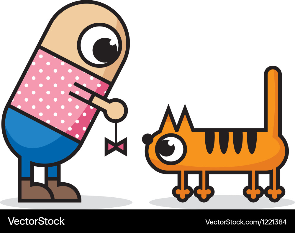 Man and cat Vector Image