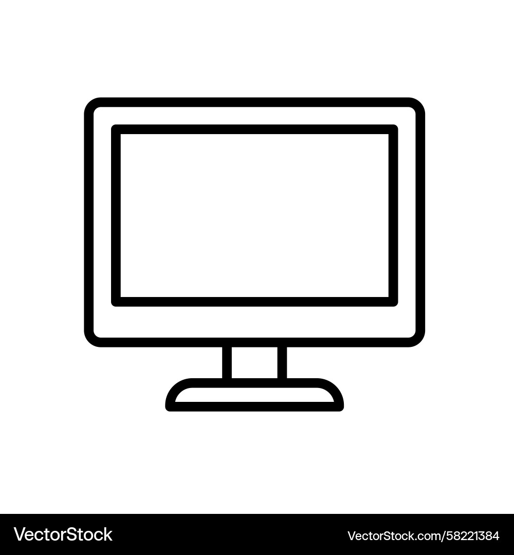 Minimalist computer monitor outline with blank Minimalist computer monitor outline with blank Vector Image