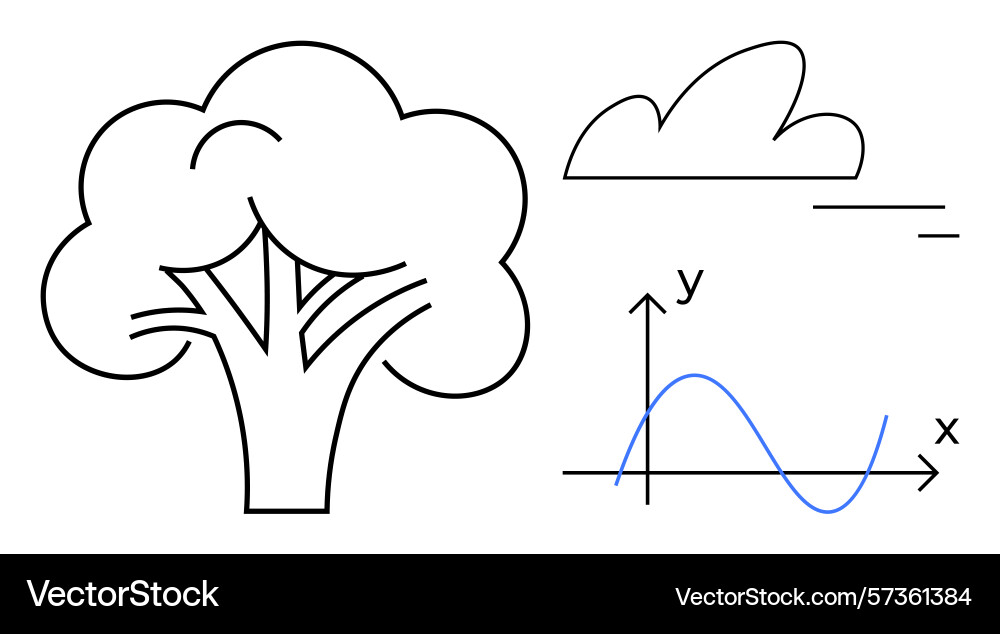 Nature and science concept with tree cloud and vector image