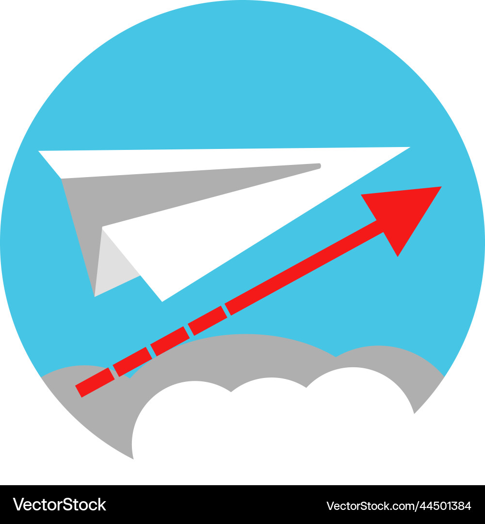 Paper plane lying forward round business icon Paper plane lying forward round business icon vector image