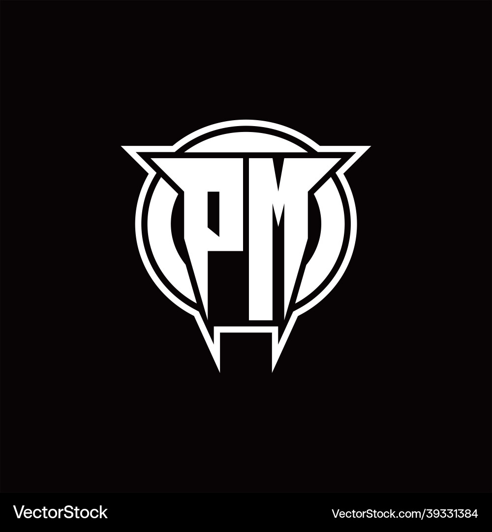 Pm logo monogram with circle rounded shape design vector image