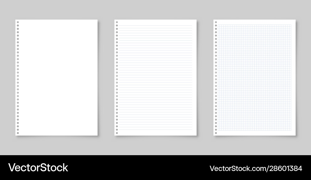 Realistic blank lined paper sheet with shadow Realistic blank lined paper sheet with shadow vector image